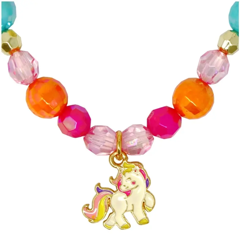 Unicorn Rainbow Charm Necklace and Bracelet Set