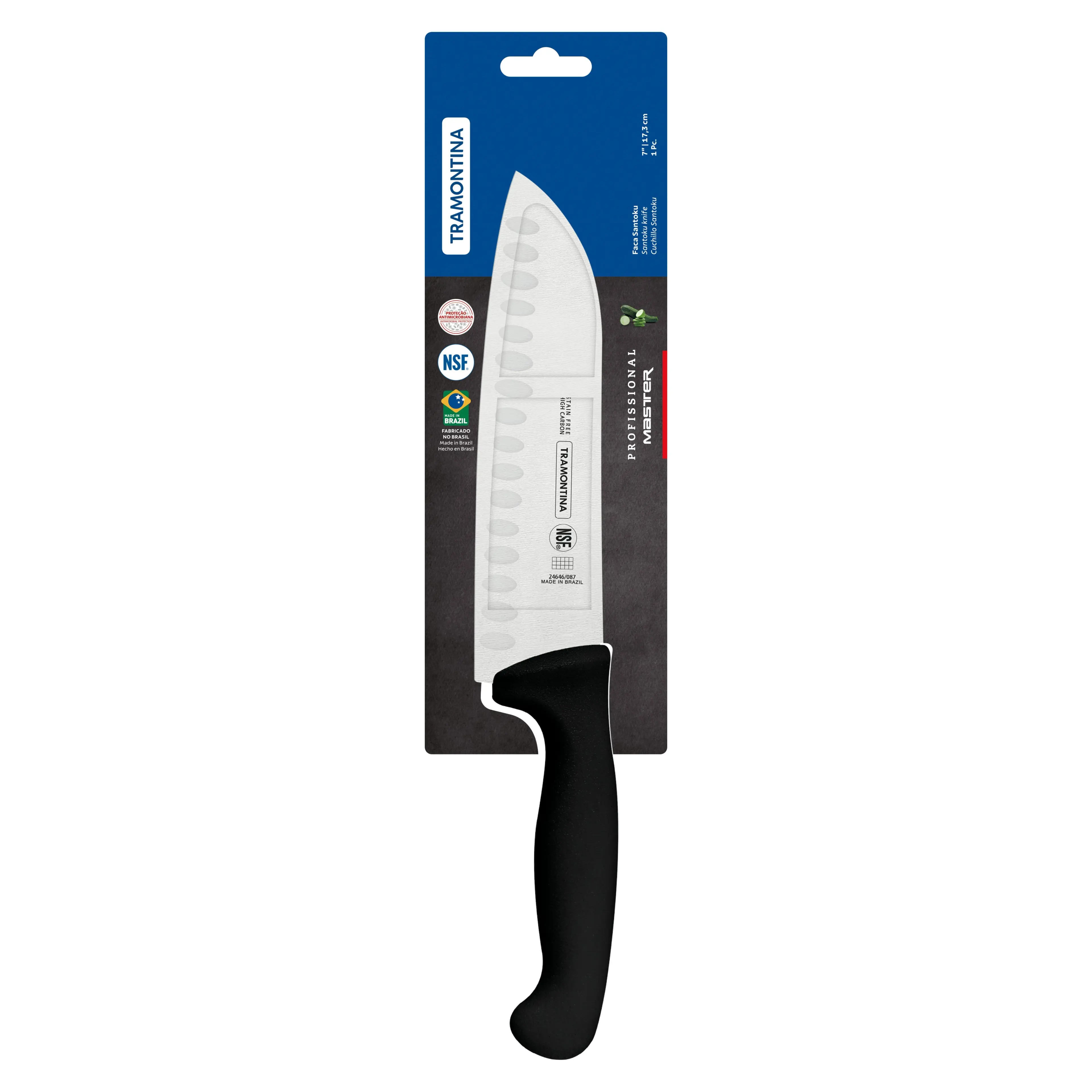 Tramontina Professional Master Black Santoku Knife, 7"