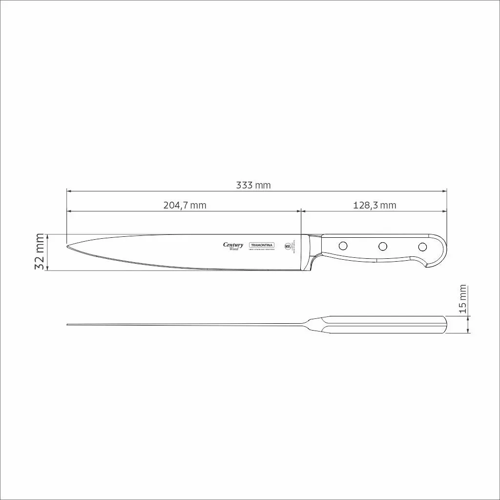 Tramontina Century Wood Utility Knife with Stainless-Steel Blade and Brown Treated-Wood Handle 8"