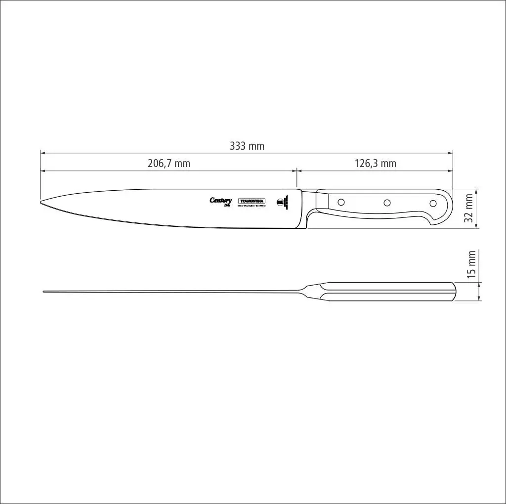 Tramontina Century 8" Utility Knife with Stainless-Steel Blade and Fiberglass-Reinforced Polycarbonate Handle