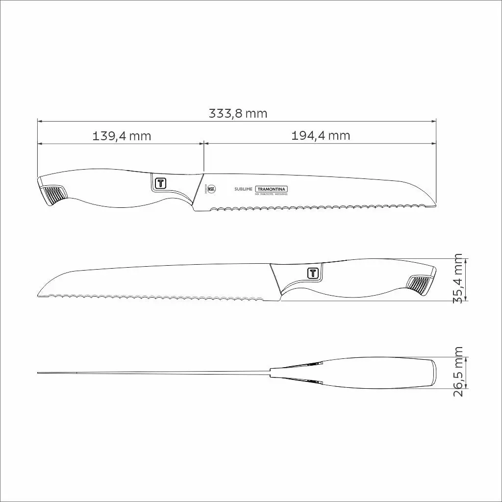 Tramontina Sublime Stainless-Steel Bread Knife 8"