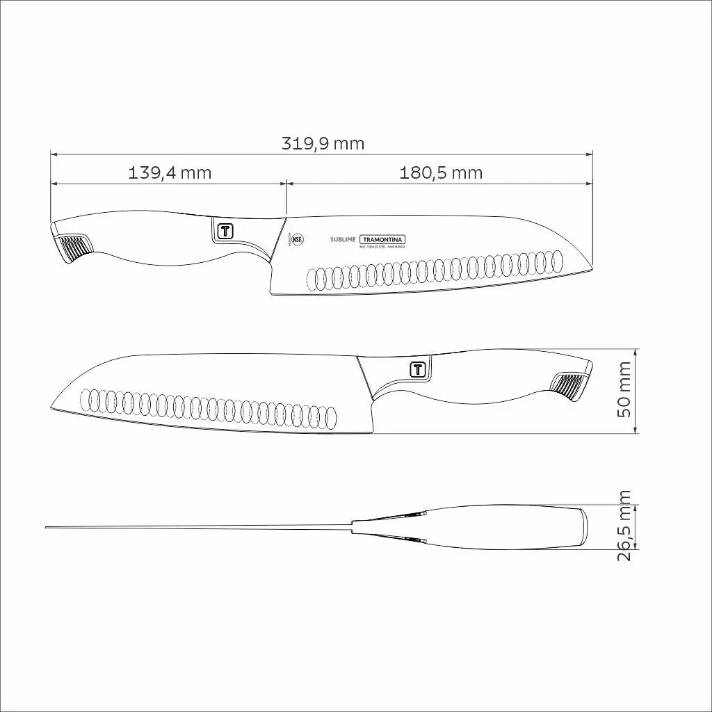 Tramontina Sublime Stainless-Steel Santoku Knife 7.5"