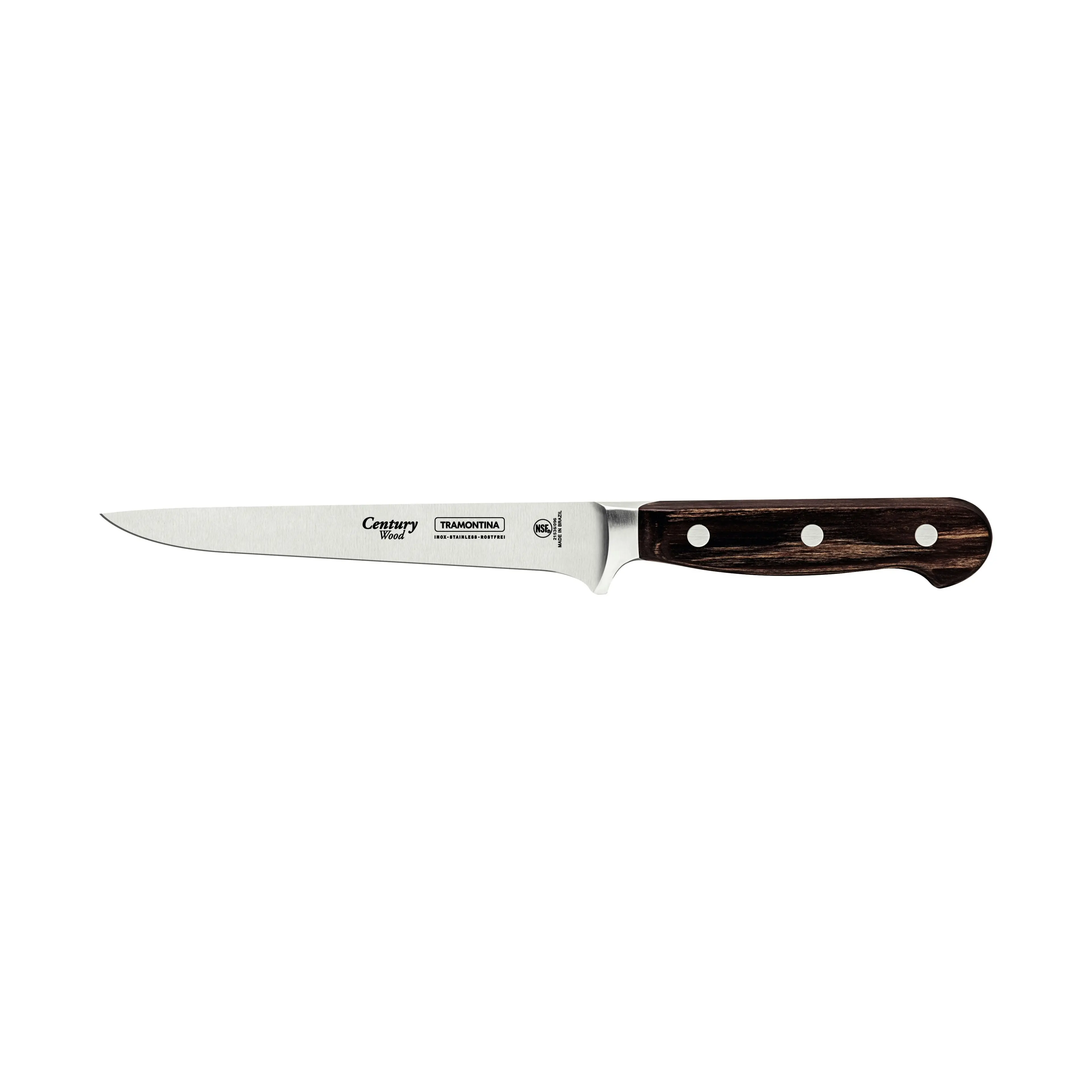 Tramontina Century Wood Boning Knife with Stainless-Steel Blade and Brown Treated-Wood Handle 6"