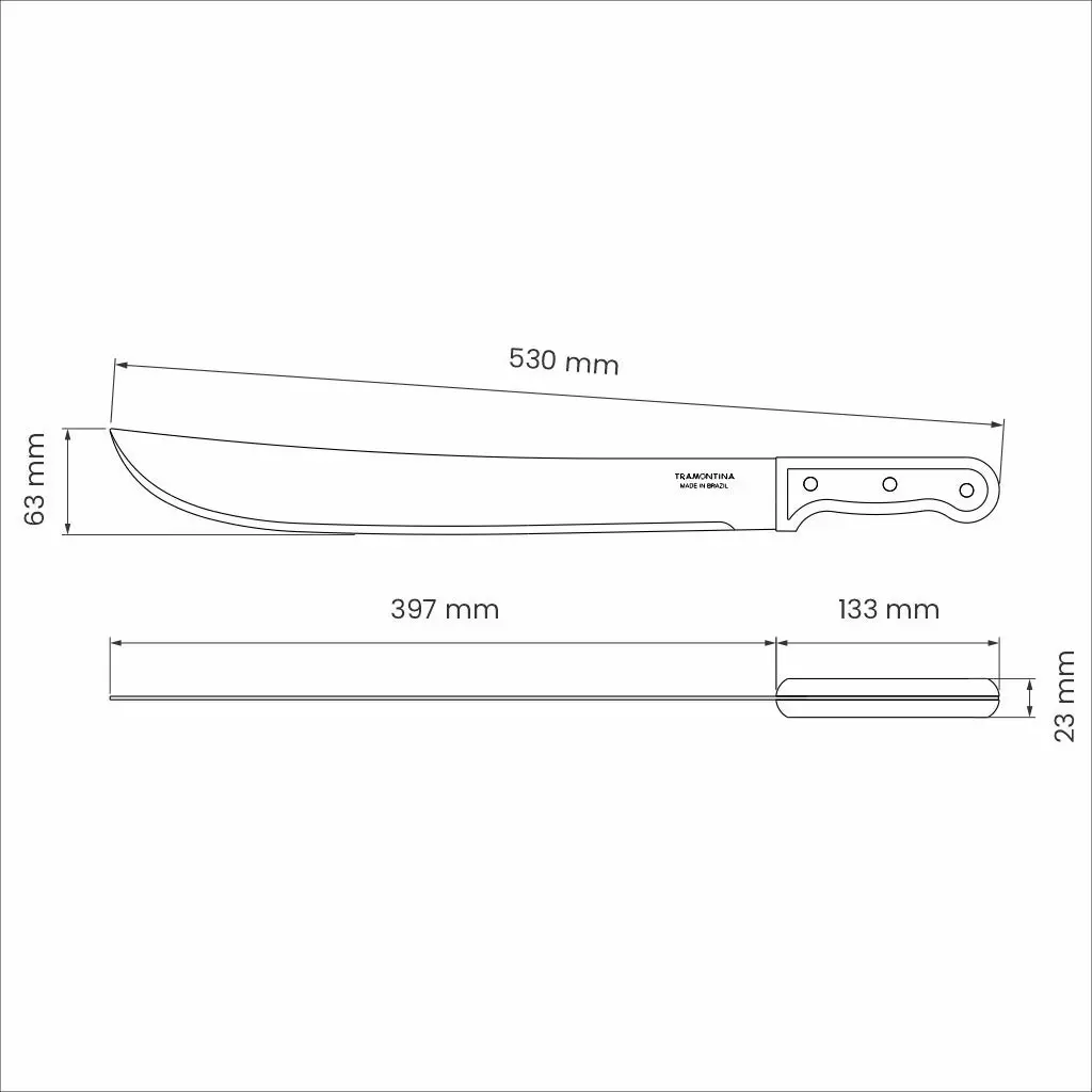 Tramontina Machete with Carbon Steel Blade and Wood Handle