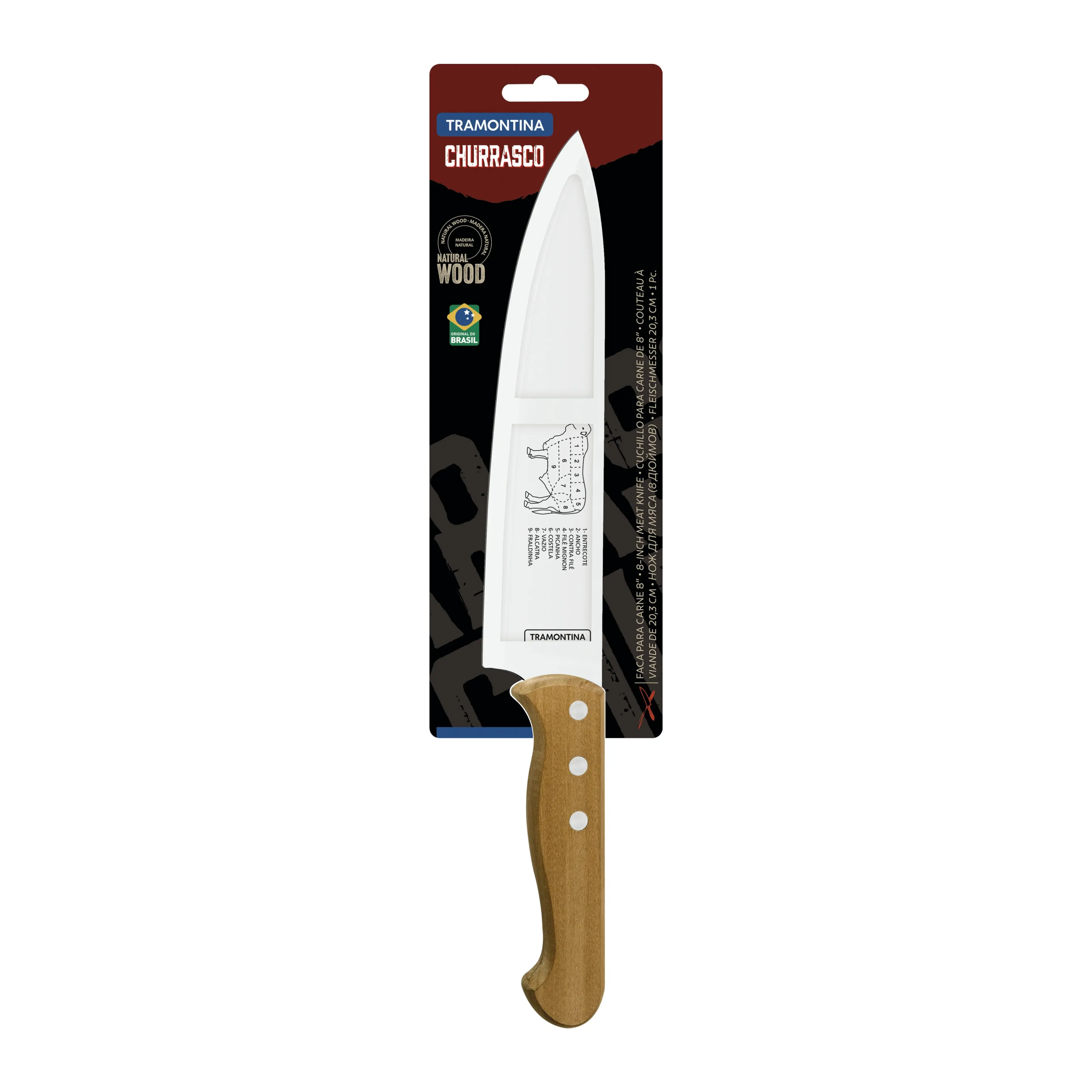 Tramontina Churrasco Meat Knife with Natural Wood Handle 8