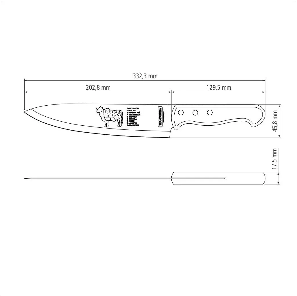 Tramontina Churrasco Meat Knife with Natural Wood Handle 8