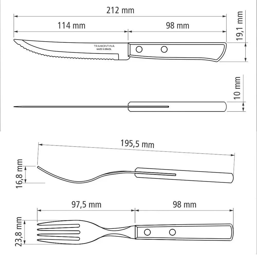 Tramontina 12-Piece Stainless-Steel Flatware Set with Red Polywood Handles