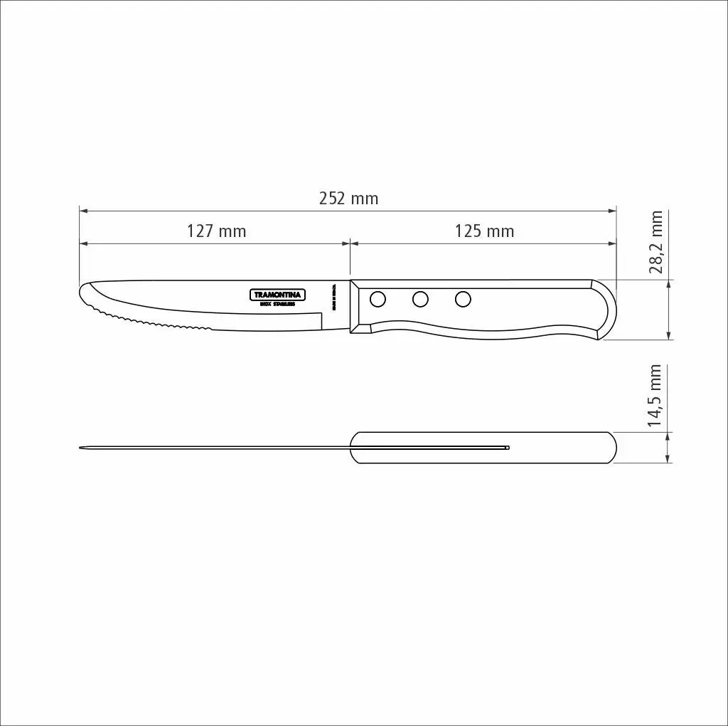 Tramontina Jumbo Steak Knife with Stainless-Steel Blade and Treated Brown Polywood Handle 5"