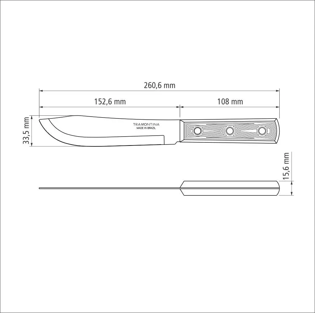 Tramontina Plenus Kitchen Knife with Stainless-Steel Blade and Black Polypropylene Handle 6"