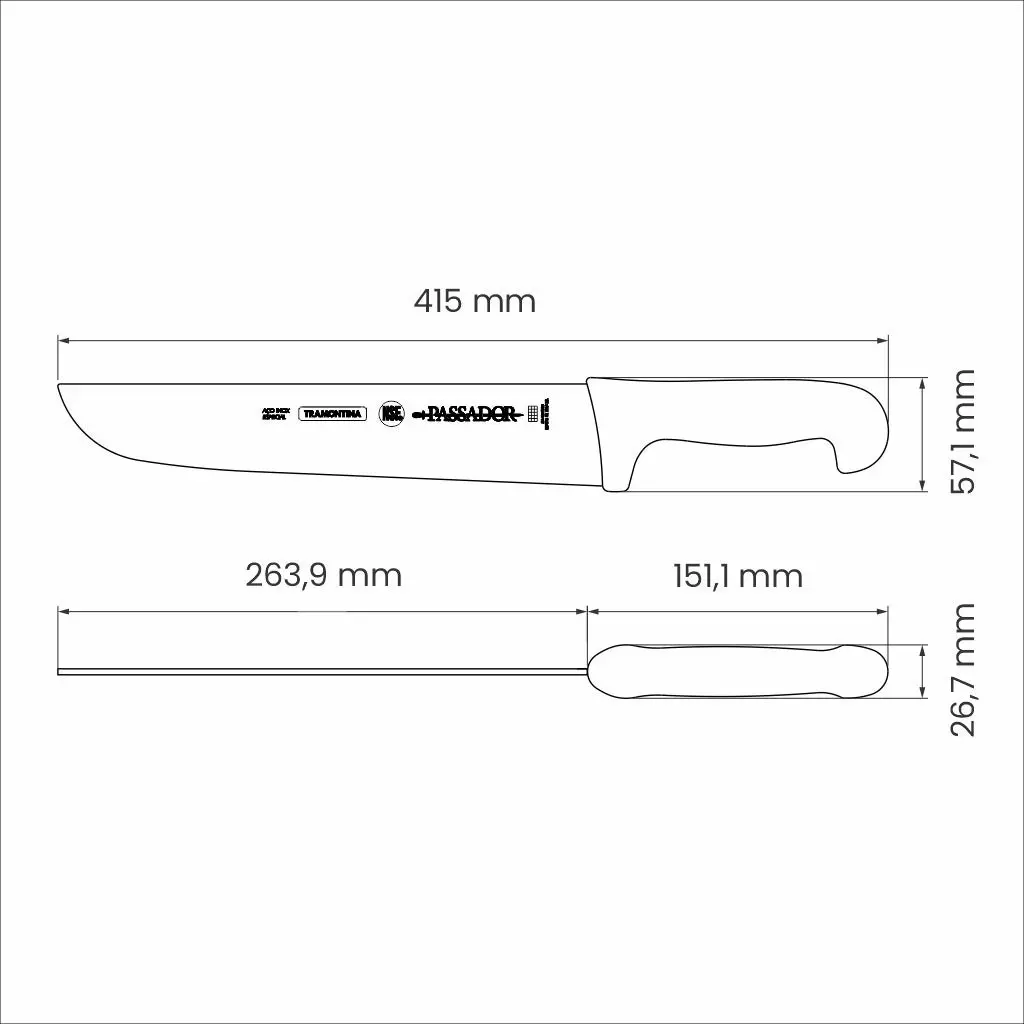 Tramontina Professional Carving Knife with Stainless Steel Blade and White Polypropylene Handle 10"