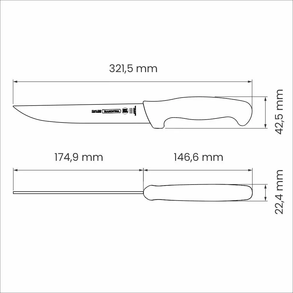 Tramontina Professional Boning Knife with Stainless-Steel Blade and White Polypropylene Handle 7"