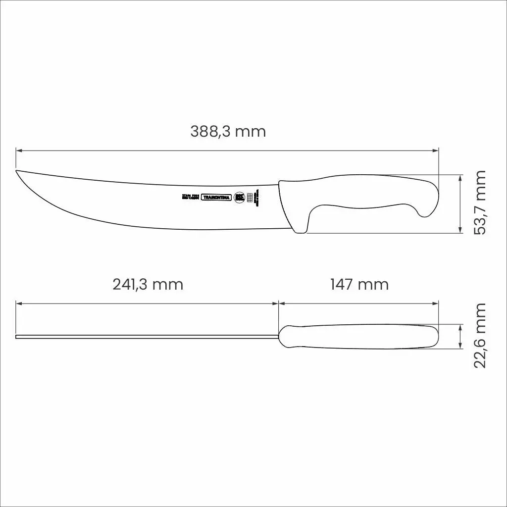 Tramontina Professional 10" Meat Knife with Stainless-Steel Blade and White Polypropylene Handle