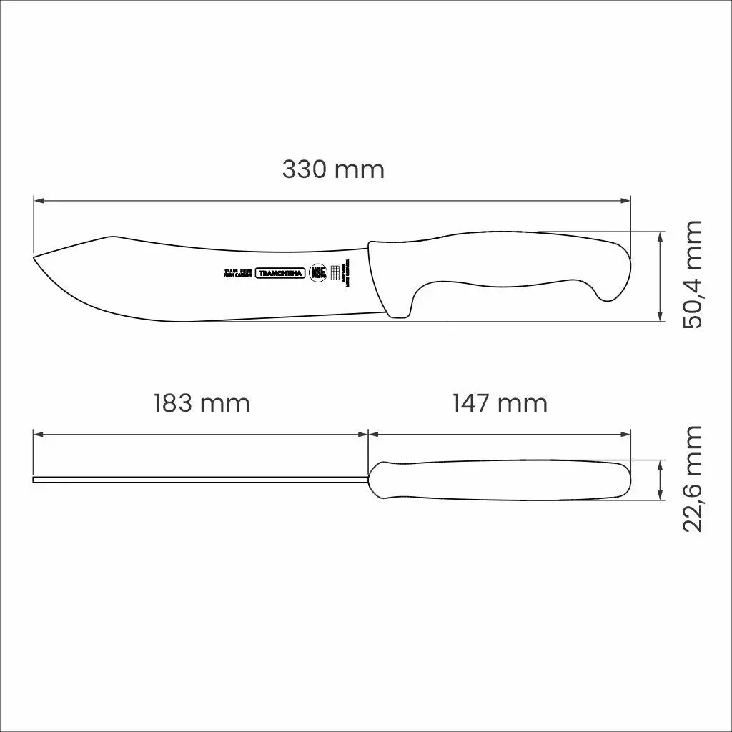 Tramontina Professional 8" Meat Knife with Stainless-Steel Blade and White Polypropylene Handle