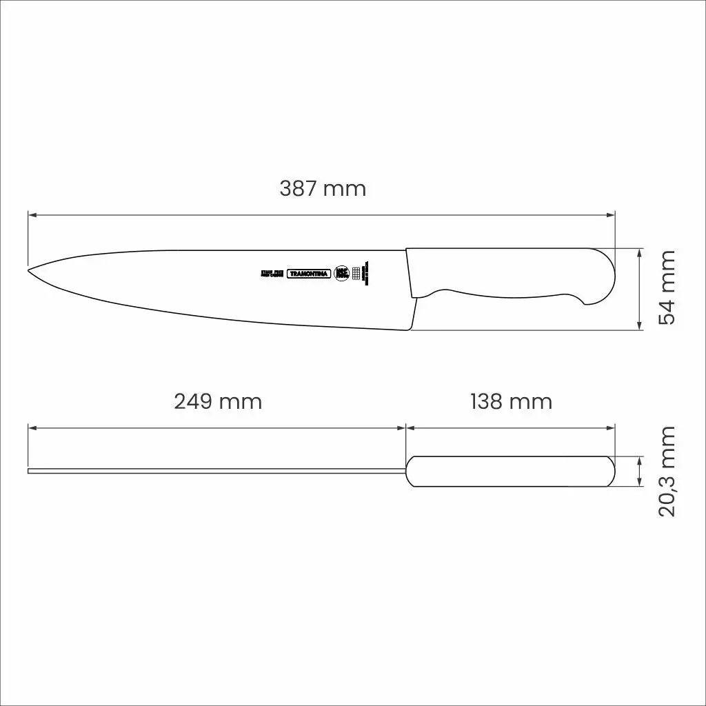 Tramontina Professional Meat Knife with Stainless-Steel Blade and White Polypropylene Handle with Antimicrobial Protection 10"