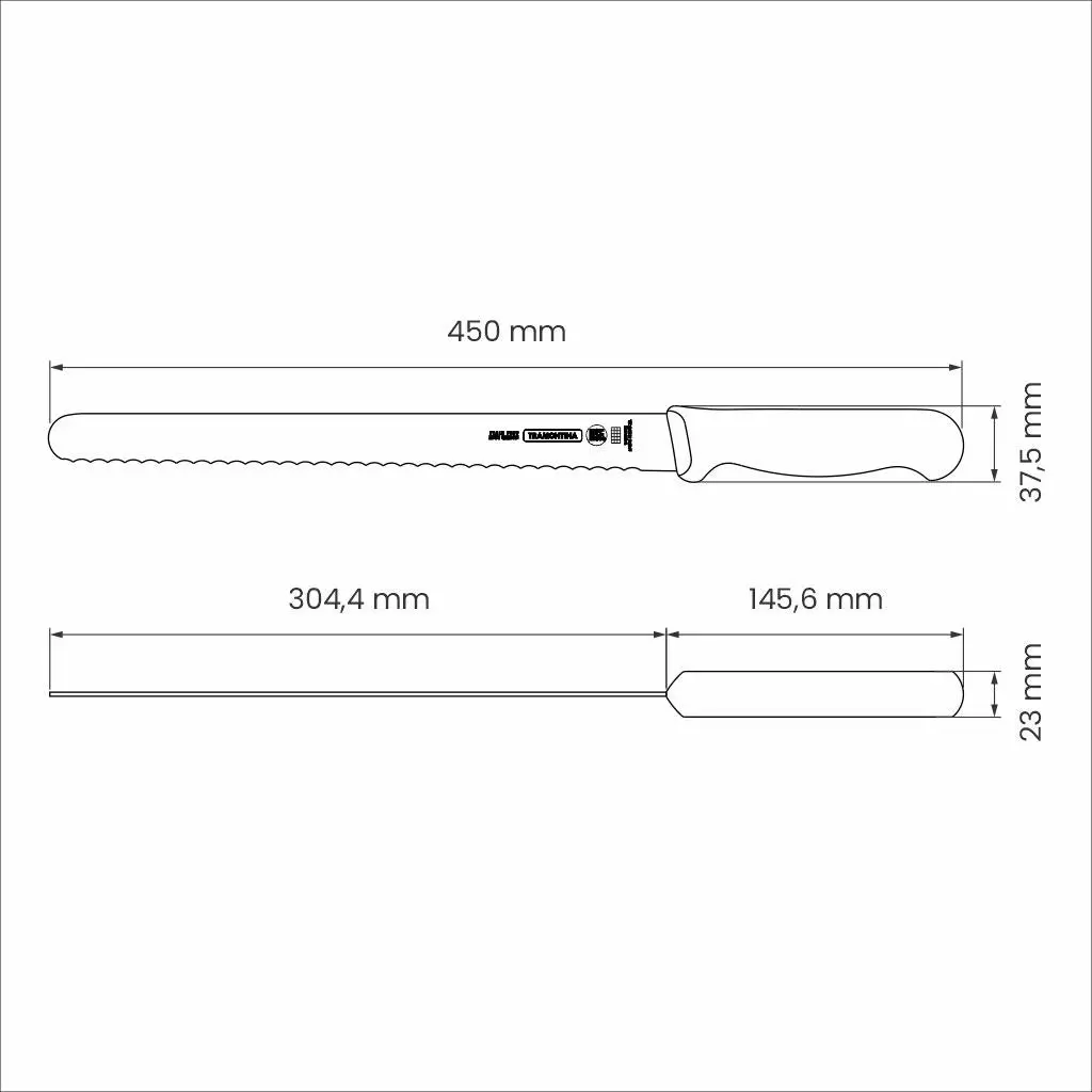 Tramontina Professional Ham Knife with Stainless-Steel Blade and White Polypropylene Handle 12"