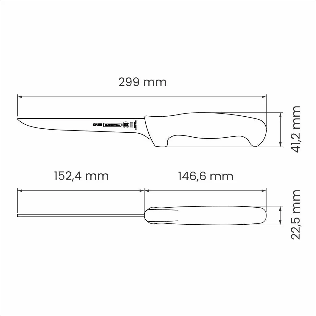 Tramontina Professional Boning Knife with Stainless-Steel Blade and White Polypropylene Handle 6"