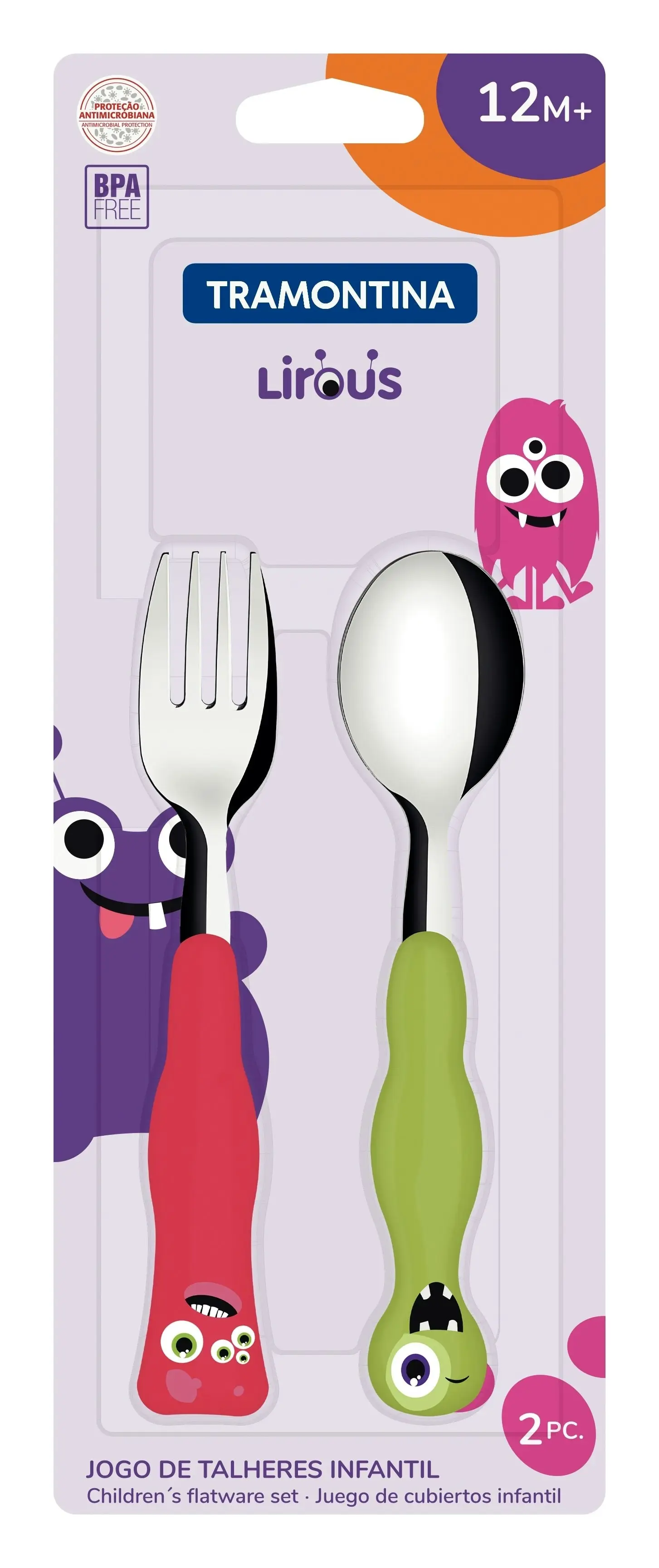 Tramontina Lirous 2-Piece Colorful Children's Flatware Set