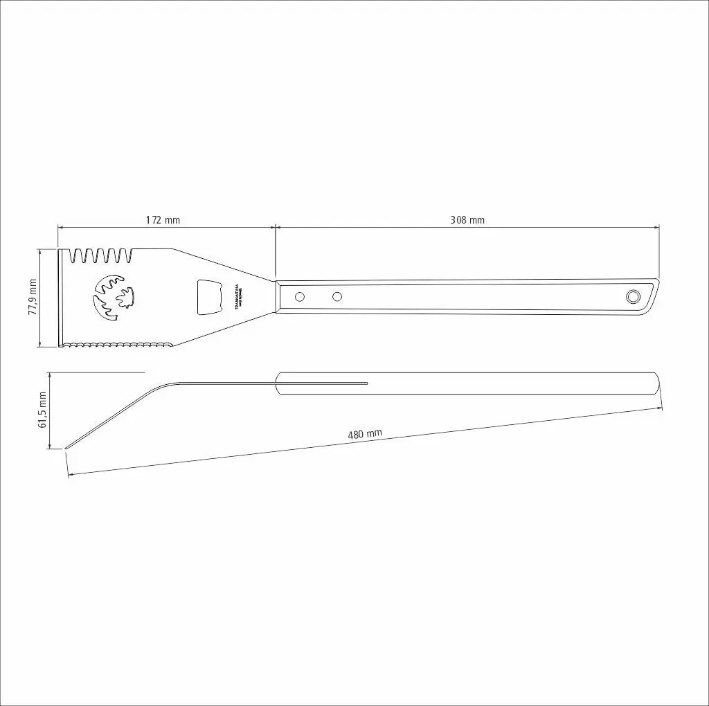 Tramontina Barbecue Stainless Steel Spatula with Serrated Edge and Wooden Handle, 48cm