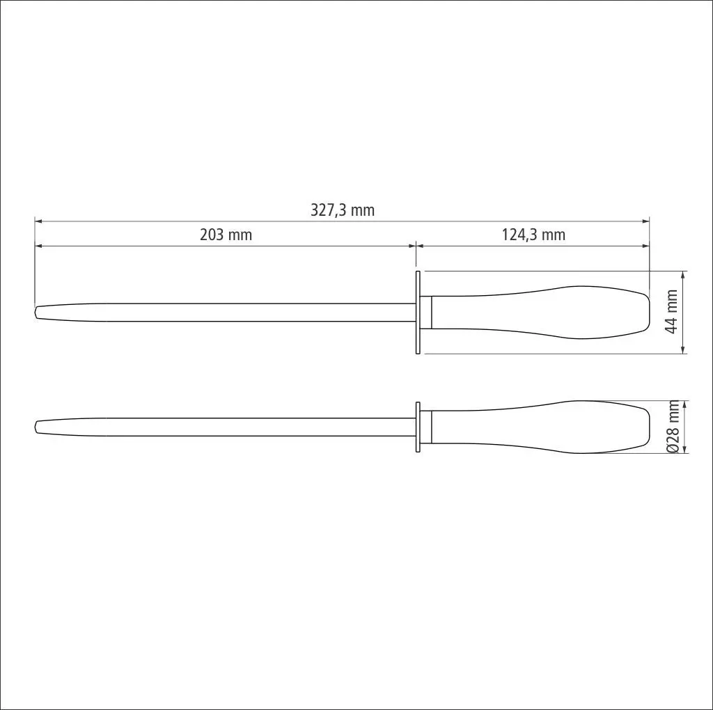 Tramontina chrome-plated carbon steel sharpening steel with red Polywood handle