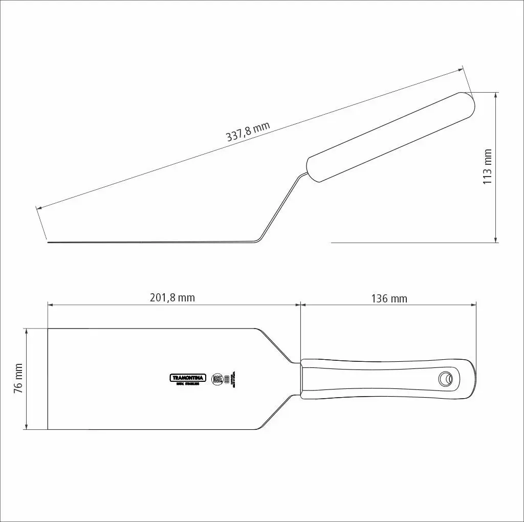 Tramontina Professional Hamburger Spatula with Stainless-Steel Blade and White Polypropylene Handle 8x3"