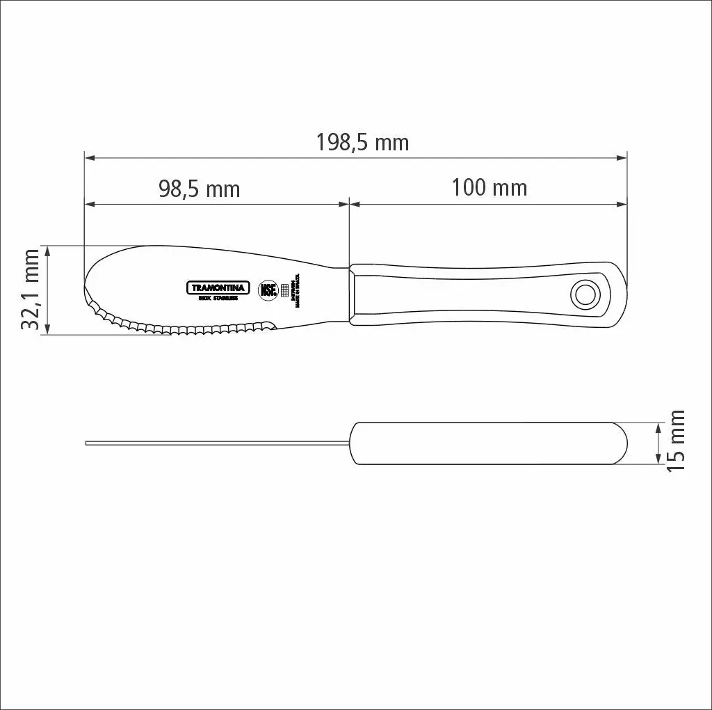 Tramontina Professional Spatula with Stainless-Steel Serrated Edge Blade and White Polypropylene Handle 4x1.1/4"