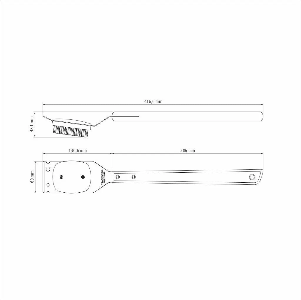 Tramontina Churrasco stainless steel grill brush with a 41.7 cm wood handle