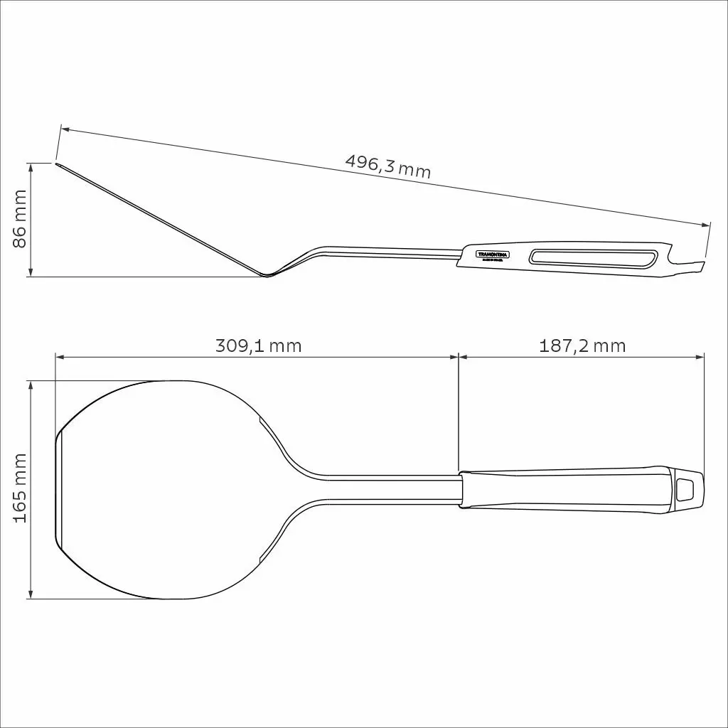 Tramontina Pizza Spatula with Stainless-Steel Blade and Grey Polypropylene Handle