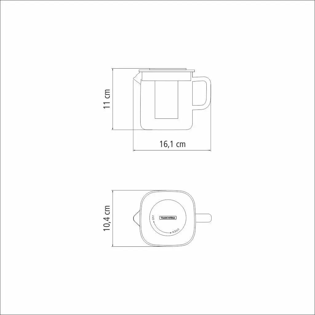 Tramontina glass and stainless steel teapot with infuser, 600 ml