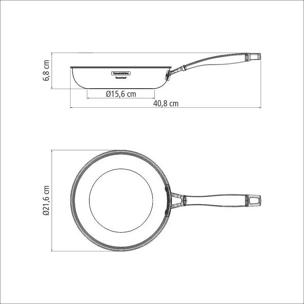 Tramontina Grano 20 cm 1,2 L shallow stainless steel frying pan with tri-ply body and long handle