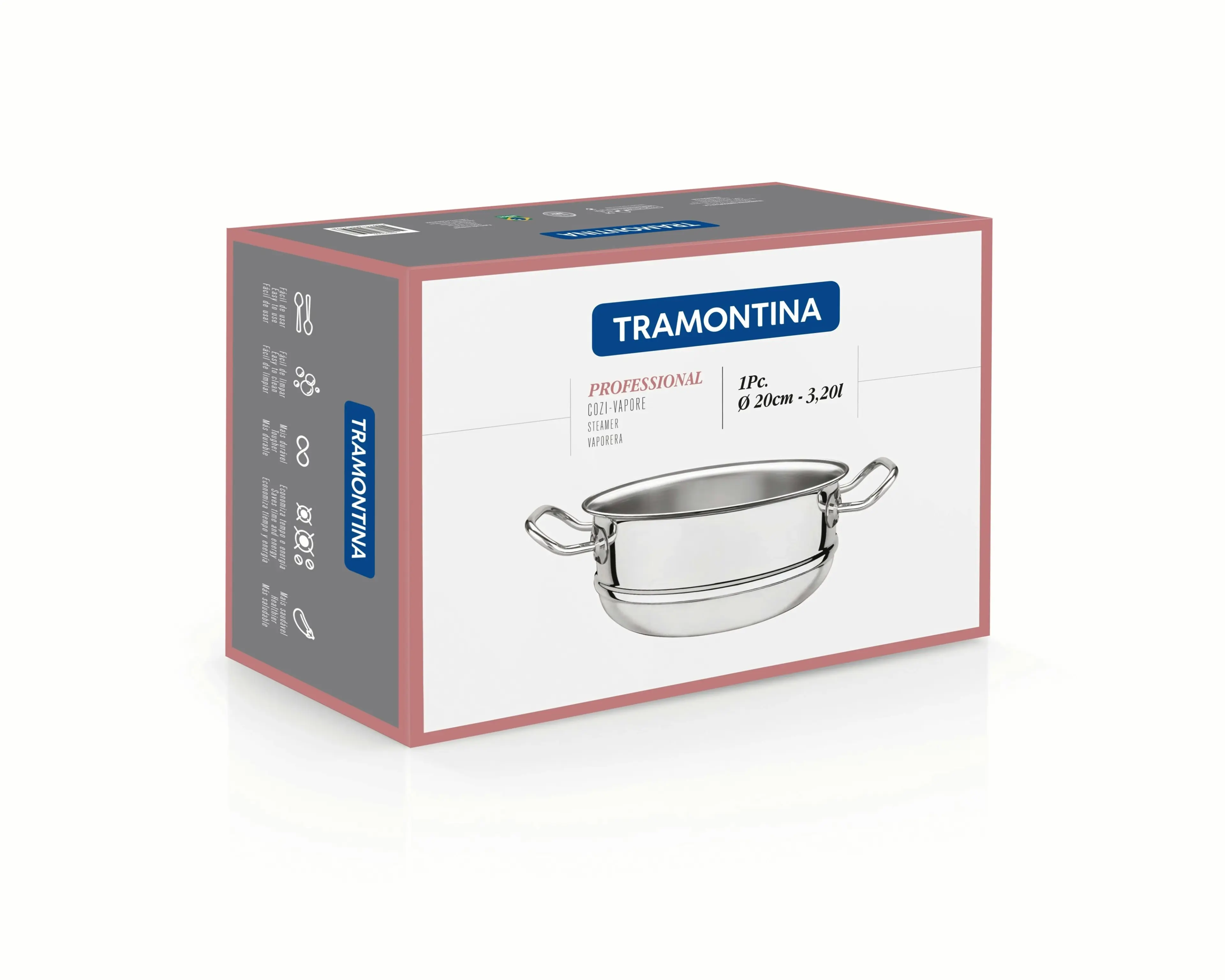 Tramontina Professional 20 cm 3.2 L stainless steel steamer basket with handle