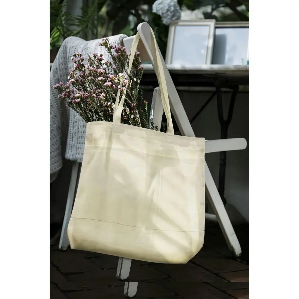 Wear'M Large Tote With Pockets, Natural-18x16x3"