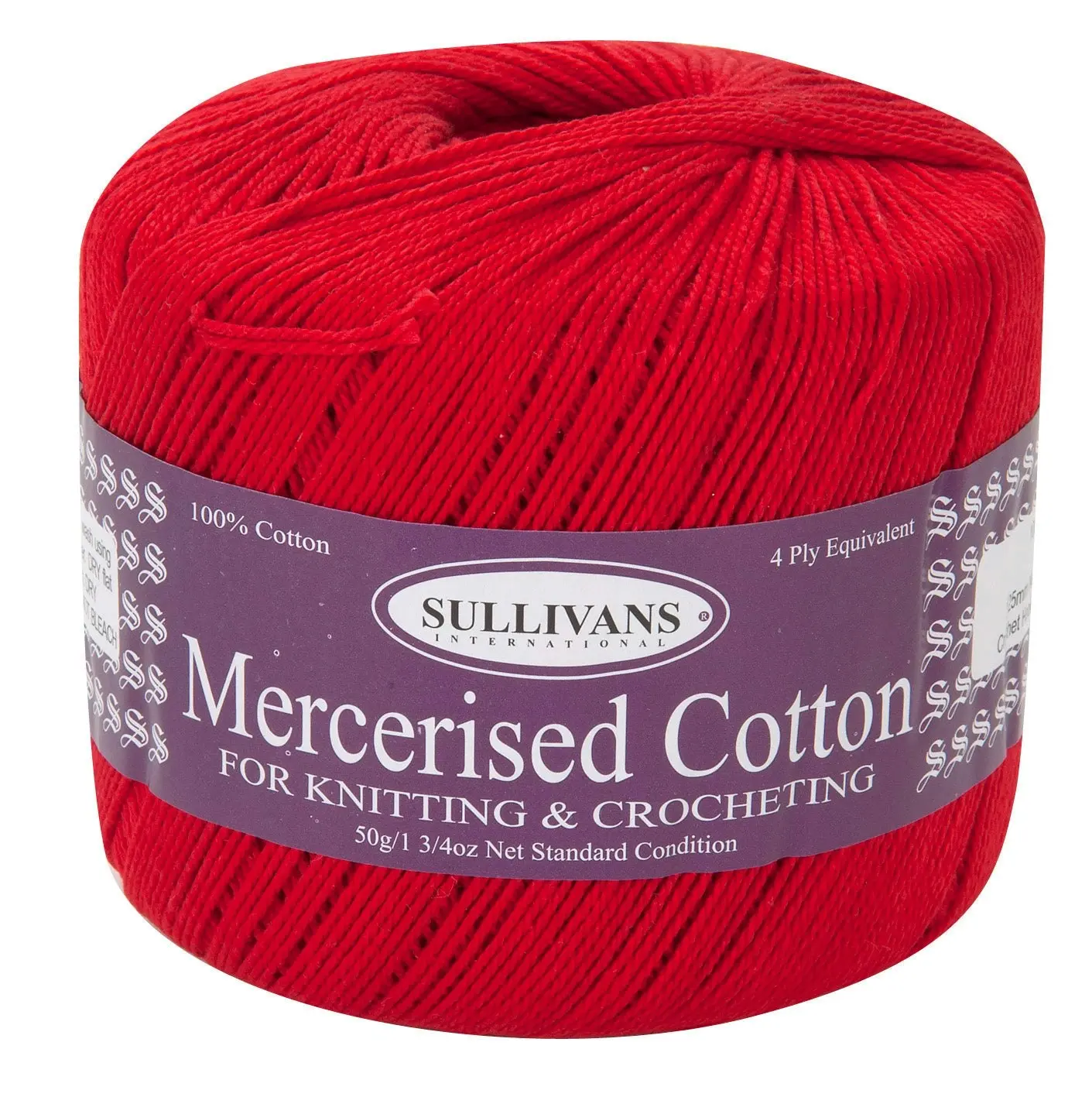 Sullivans Mercerised Crochet Yarn, Black- 50g Cotton Yarn