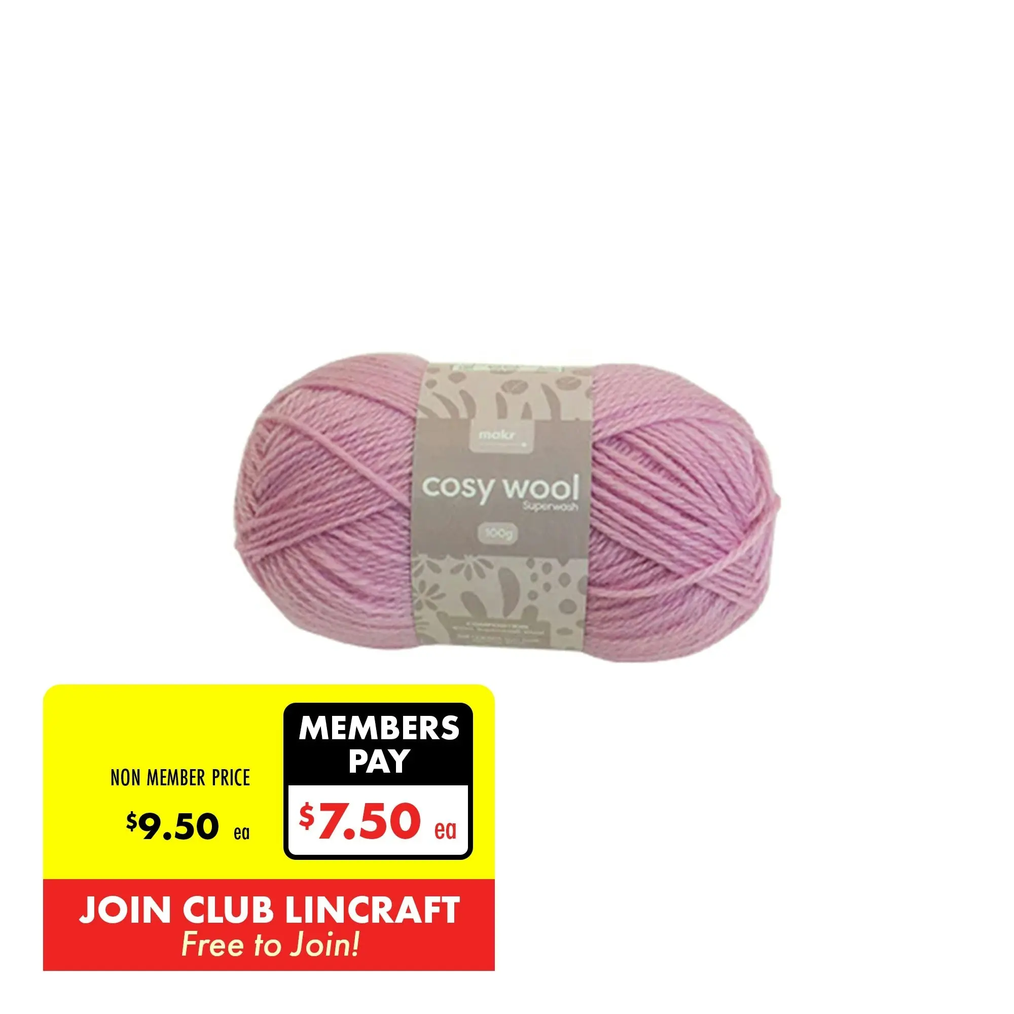 Lincraft Cosy Wool Crochet & Knitting Yarn 8ply, 100g Wool Yarn