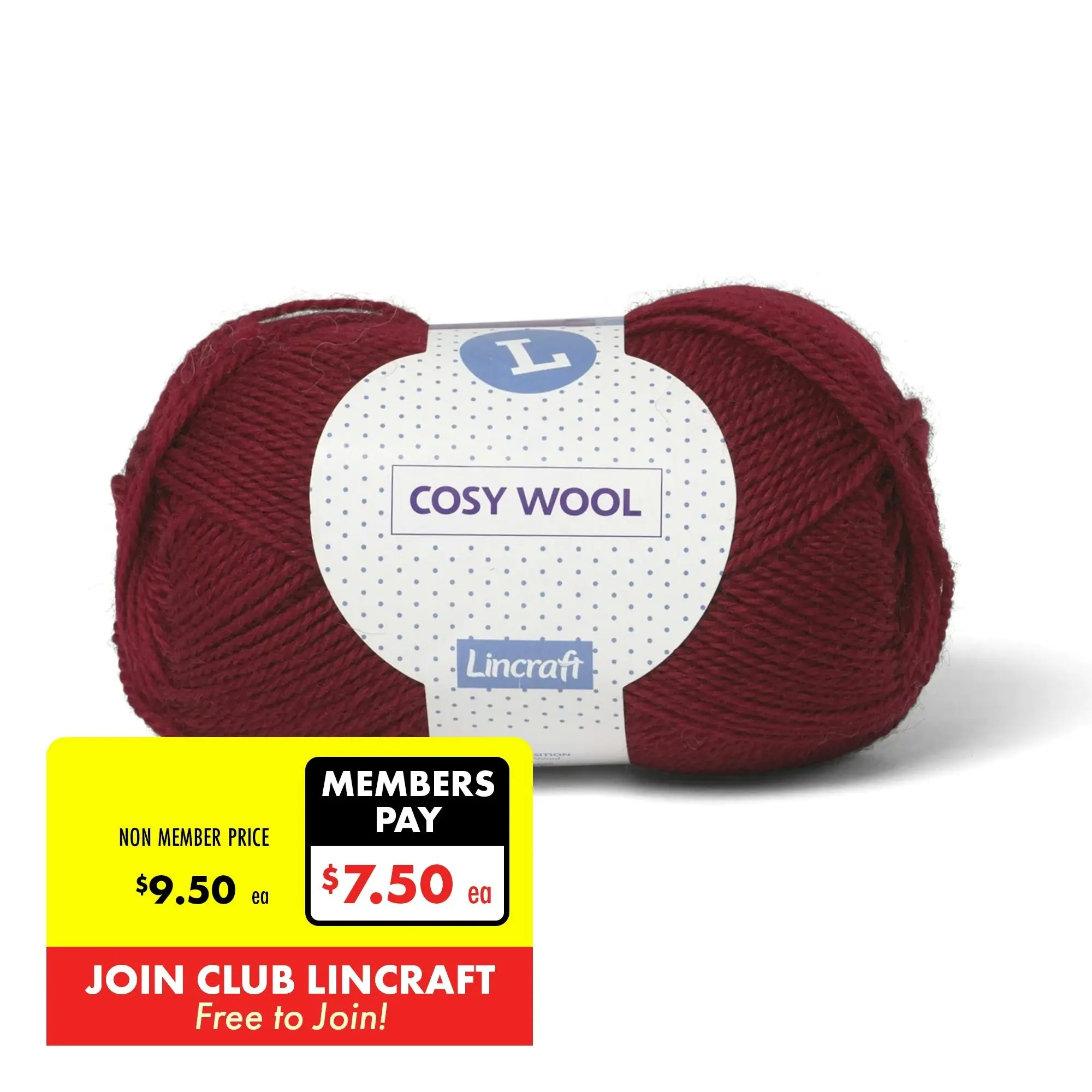 Lincraft Cosy Wool Crochet & Knitting Yarn 8ply, 100g Wool Yarn