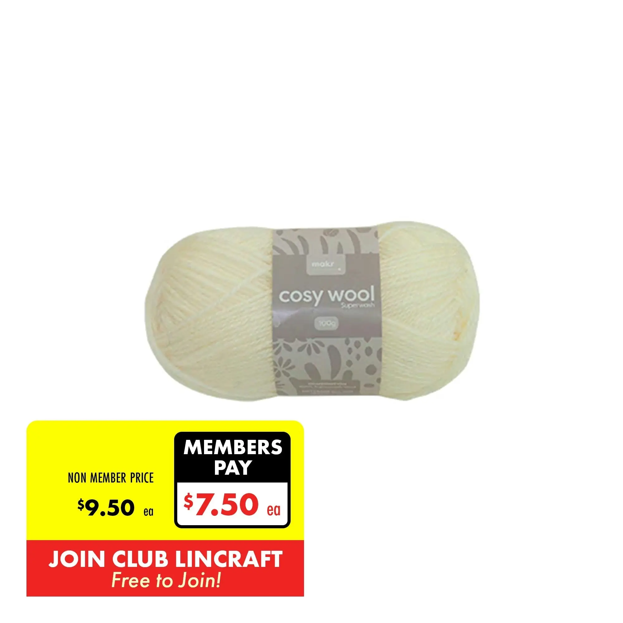 Lincraft Cosy Wool Crochet & Knitting Yarn 8ply, 100g Wool Yarn