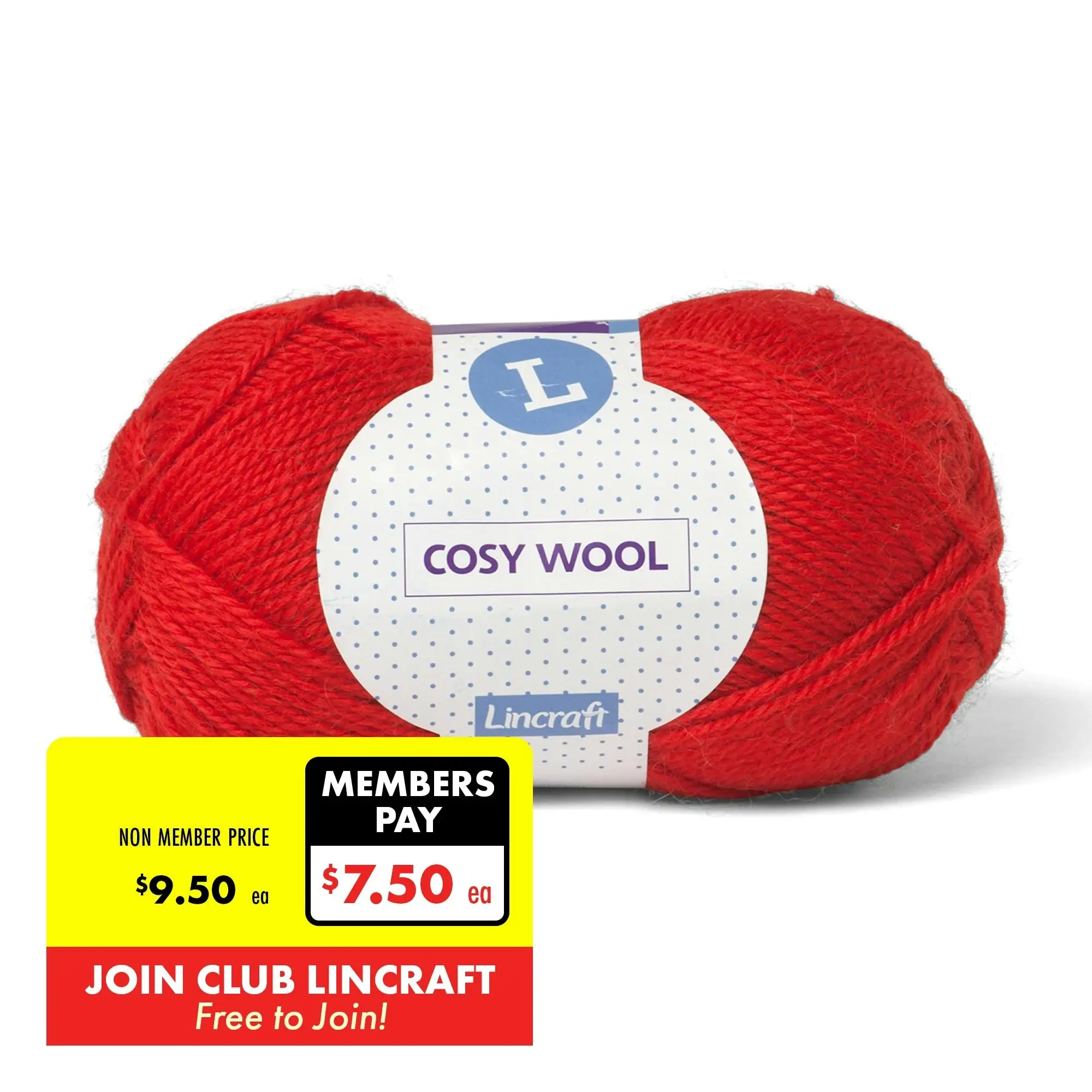 Lincraft Cosy Wool Crochet & Knitting Yarn 8ply, 100g Wool Yarn