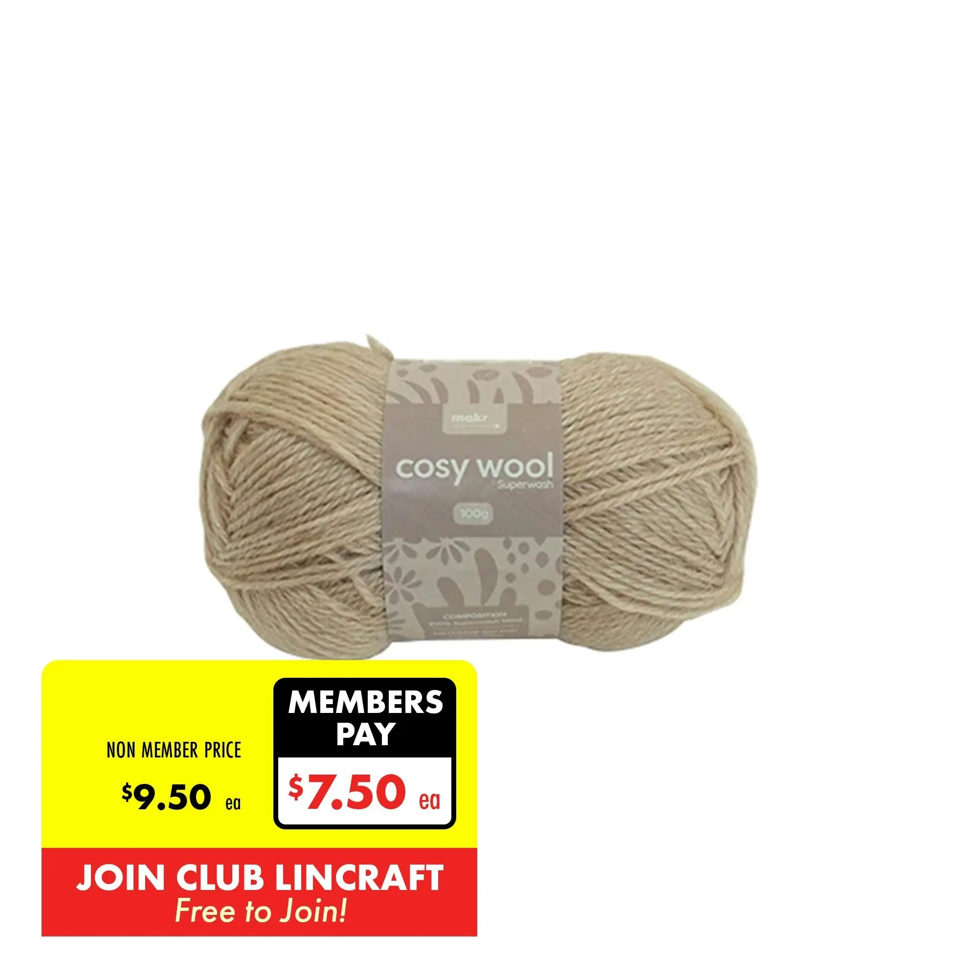 Makr Cosy Wool Crochet & Knitting Yarn 8ply, 100g Wool Yarn