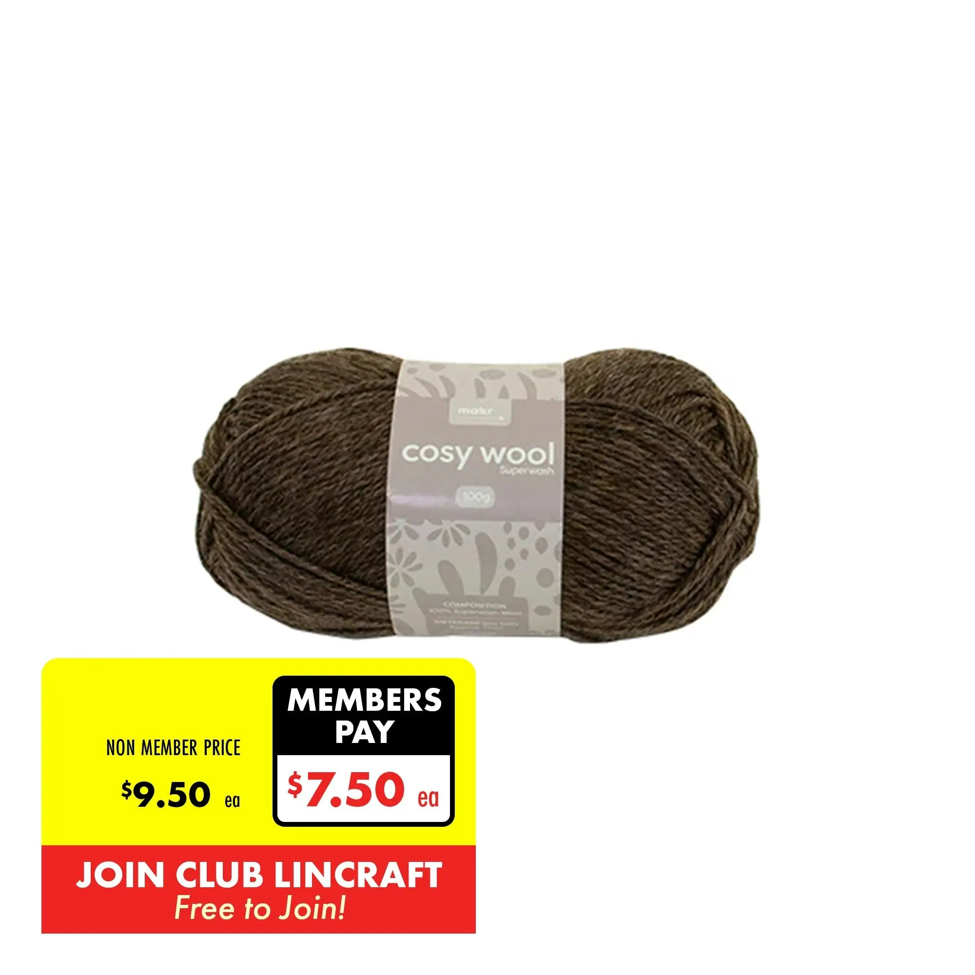 Makr Cosy Wool Crochet & Knitting Yarn 8ply, 100g Wool Yarn