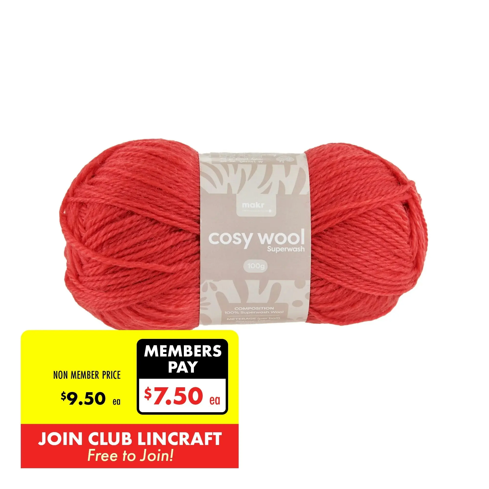 Makr Cosy Wool Crochet & Knitting Yarn 8ply, 100g Wool Yarn