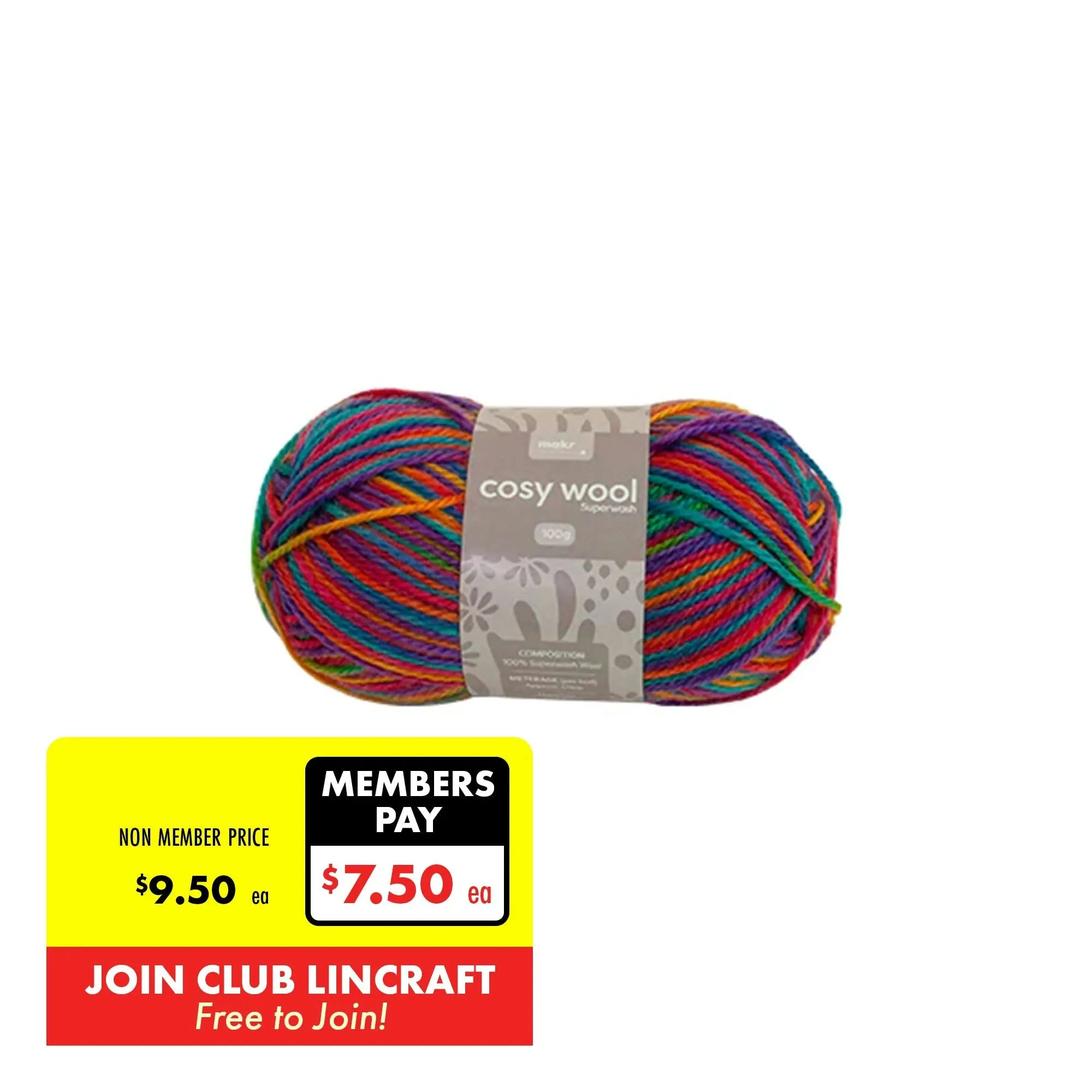 Makr Cosy Wool Crochet & Knitting Yarn 8ply, 100g Wool Yarn