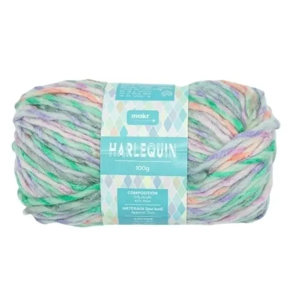 Makr Harlequin Crochet & Knitting Yarn, 100g Acrylic Wool Yarn