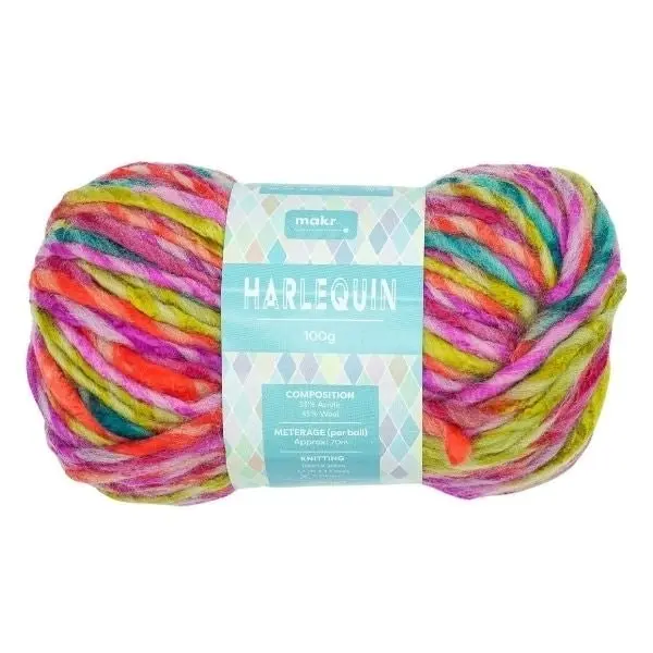 Makr Harlequin Crochet & Knitting Yarn, 100g Acrylic Wool Yarn