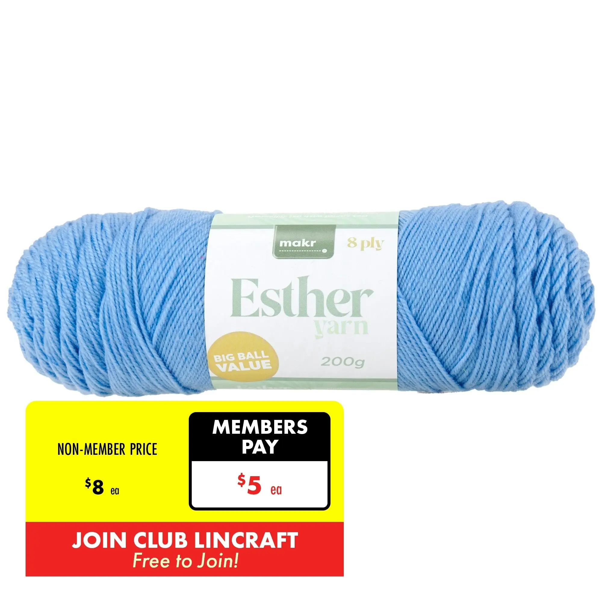 Makr Esther 8ply Crochet & Knitting Yarn, 200g Polyester Yarn