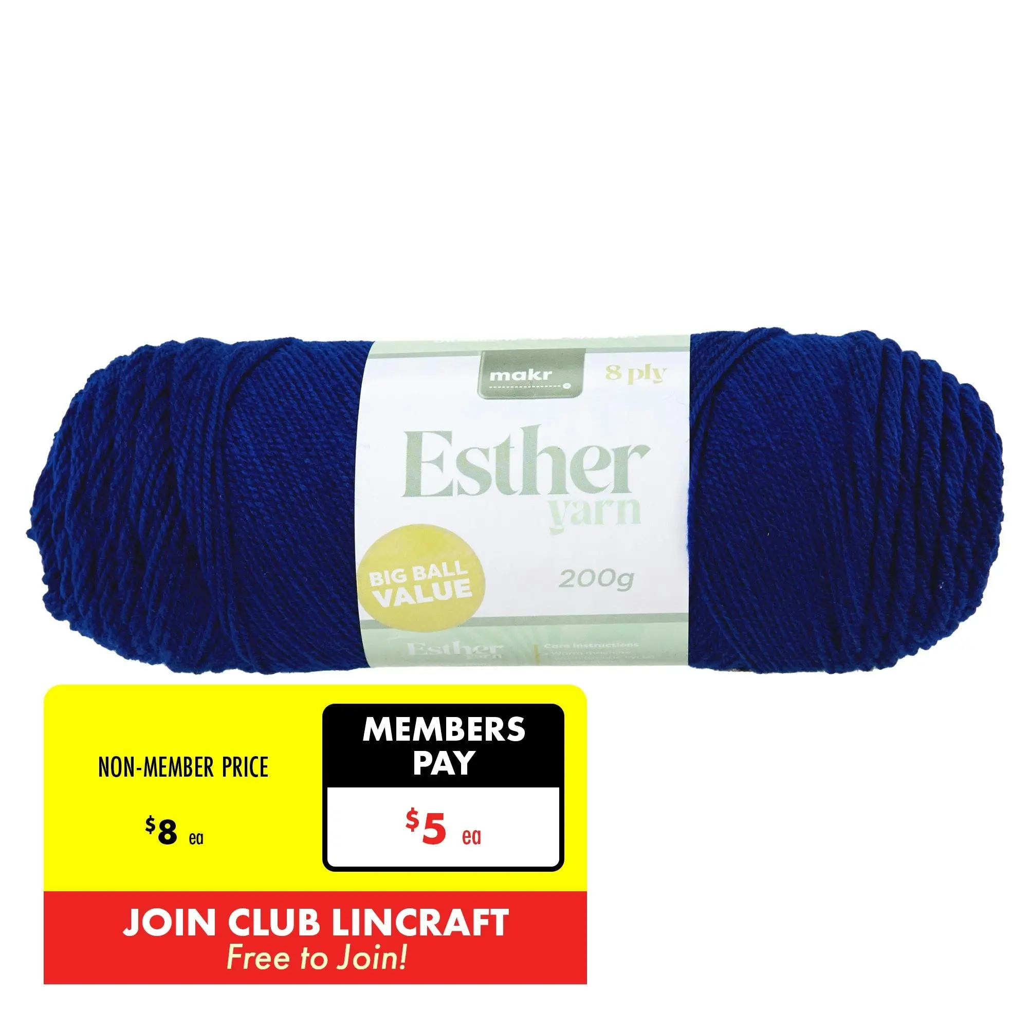 Makr Esther 8ply Crochet & Knitting Yarn, 200g Polyester Yarn