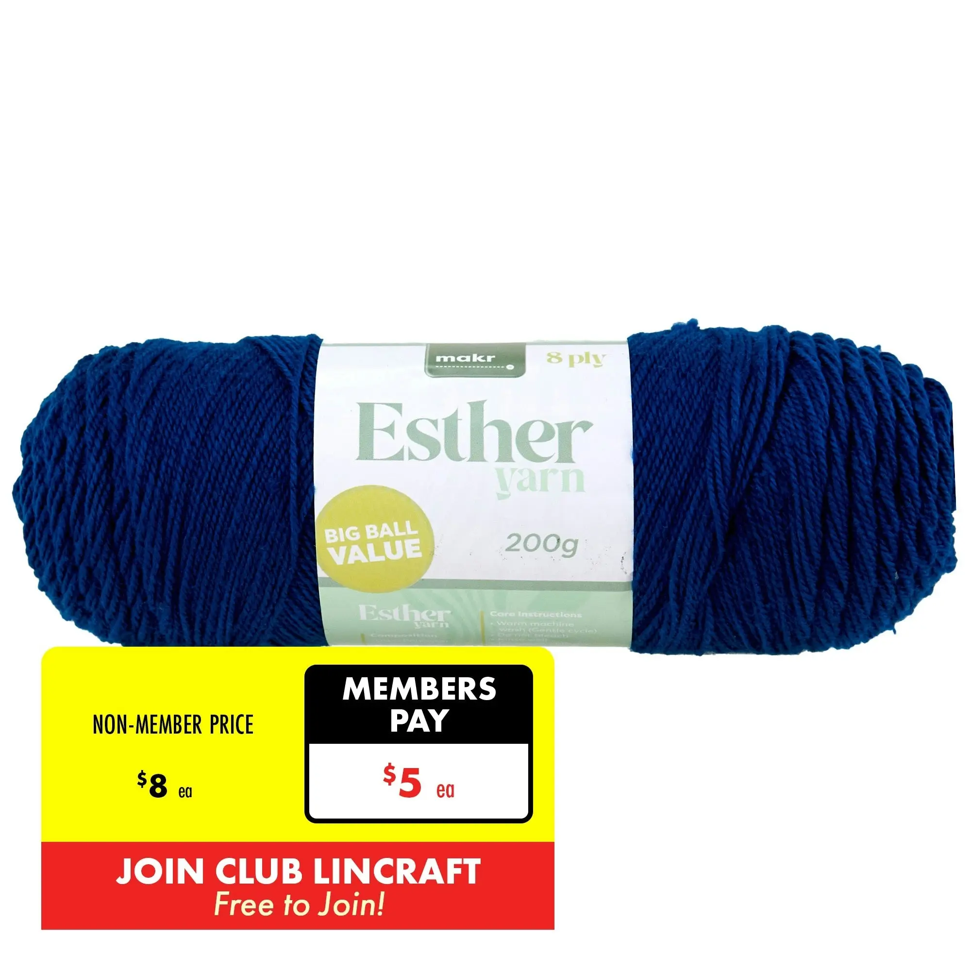 Makr Esther 8ply Crochet & Knitting Yarn, 200g Polyester Yarn