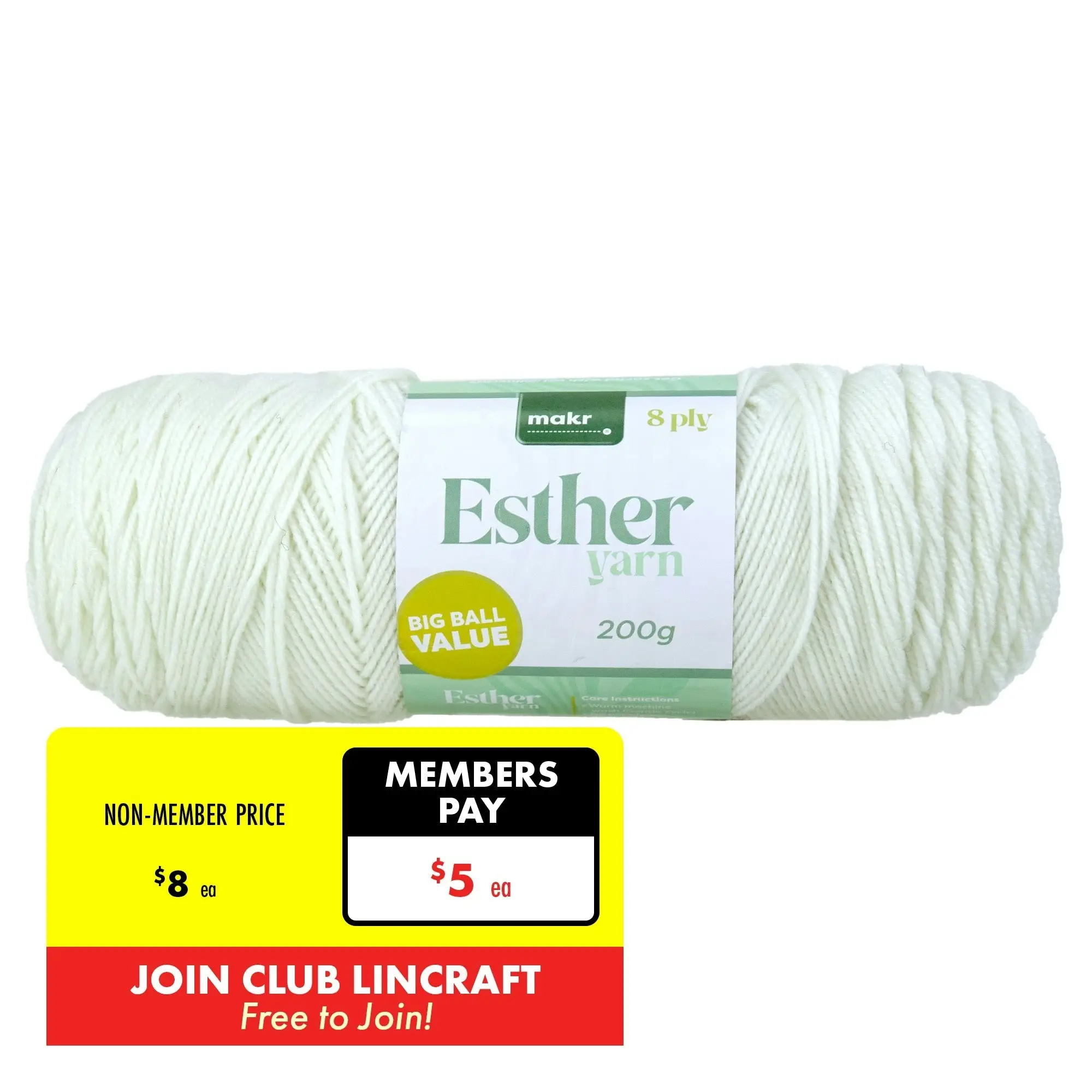 Makr Esther 8ply Crochet & Knitting Yarn, 200g Polyester Yarn