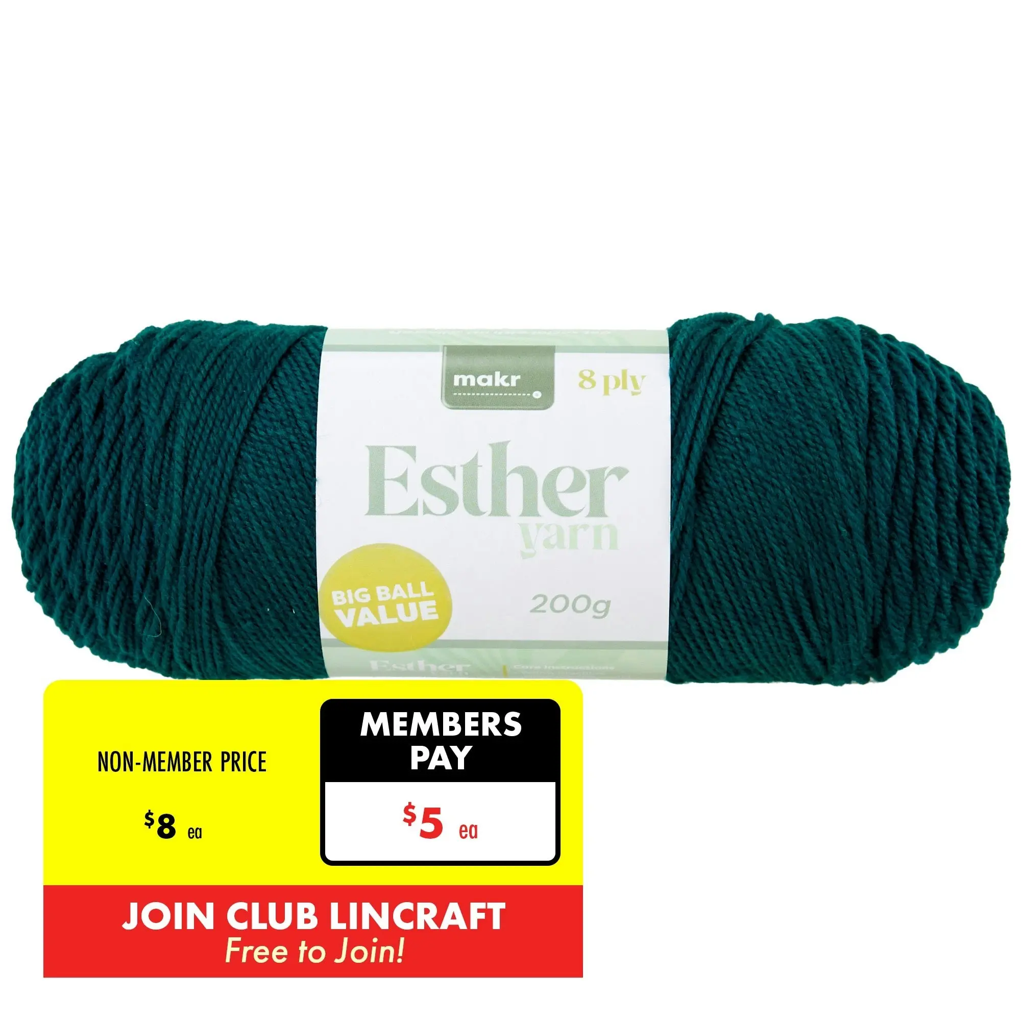 Makr Esther 8ply Crochet & Knitting Yarn, 200g Polyester Yarn