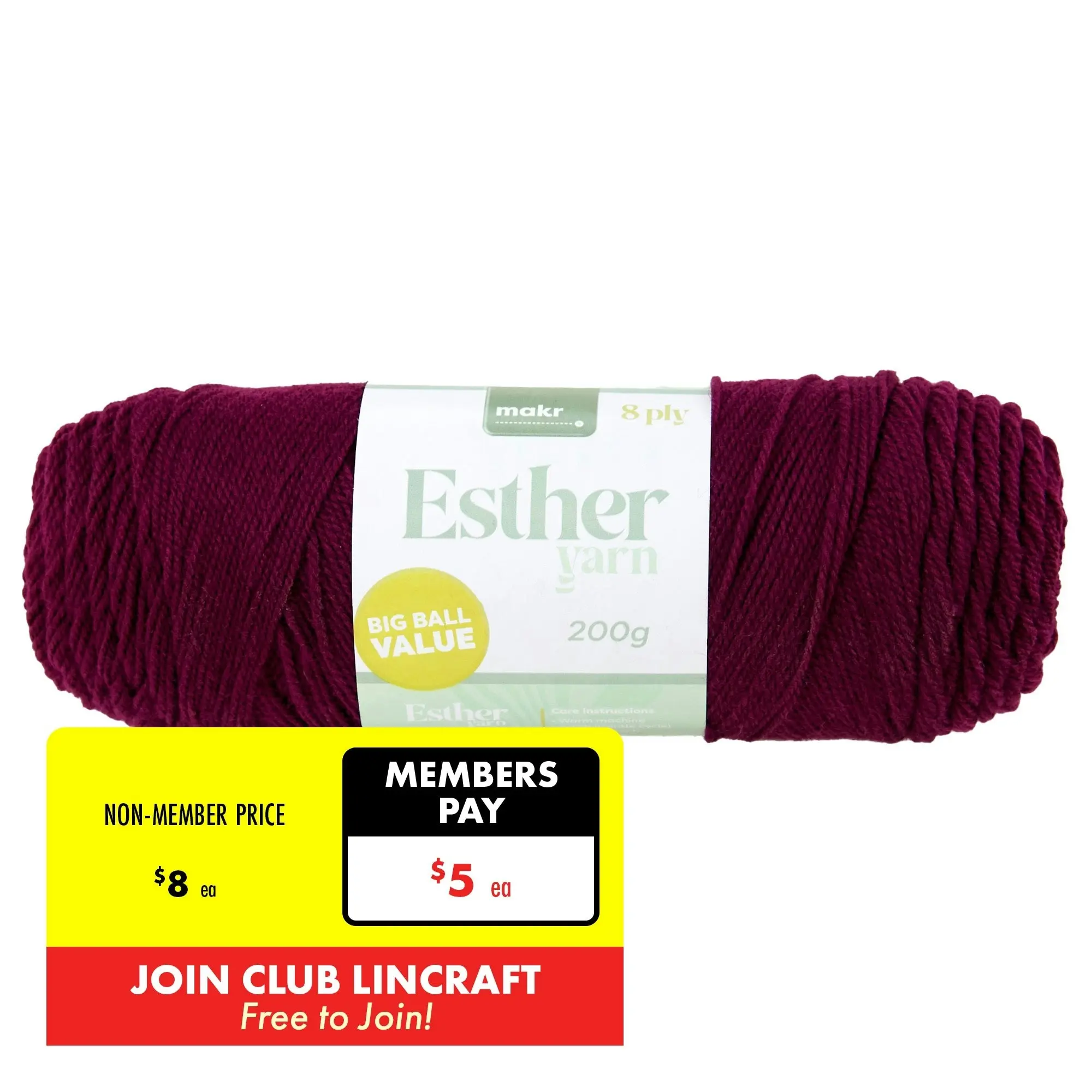 Makr Esther 8ply Crochet & Knitting Yarn, 200g Polyester Yarn