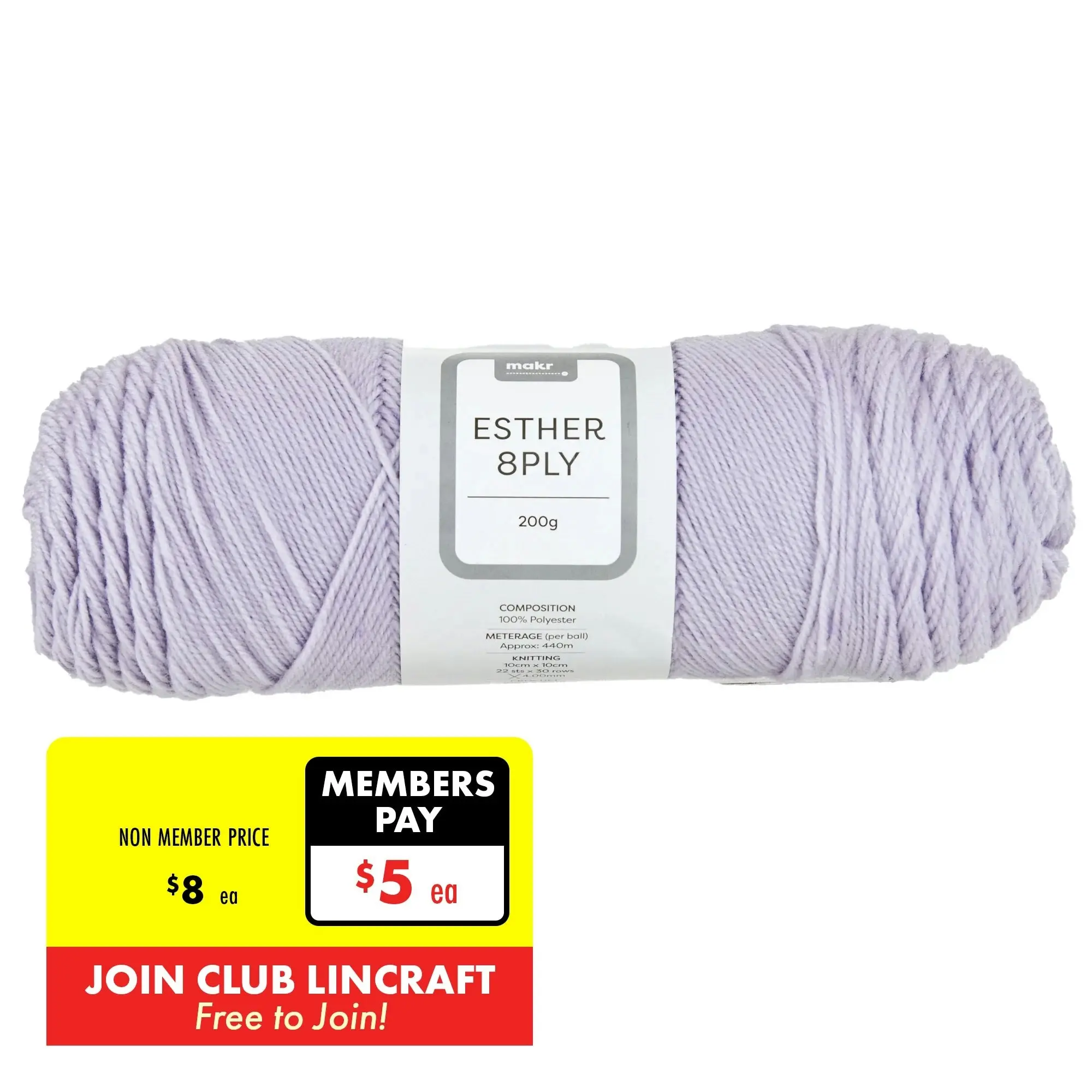 Makr Esther 8ply Crochet & Knitting Yarn, 200g Polyester Yarn