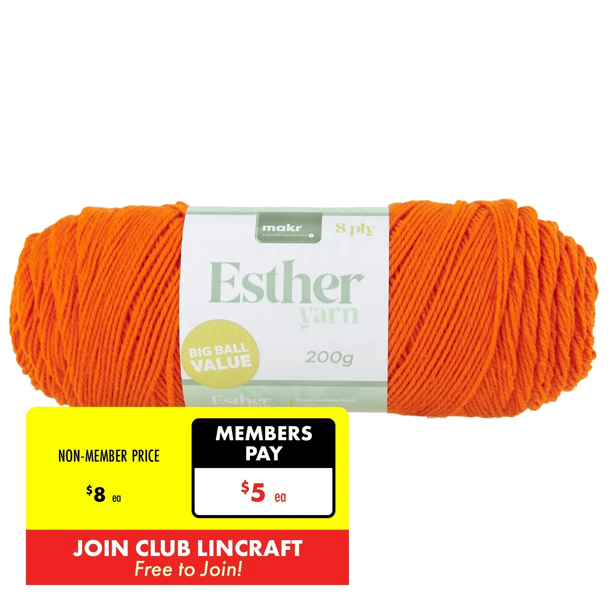 Makr Esther 8ply Crochet & Knitting Yarn, 200g Polyester Yarn